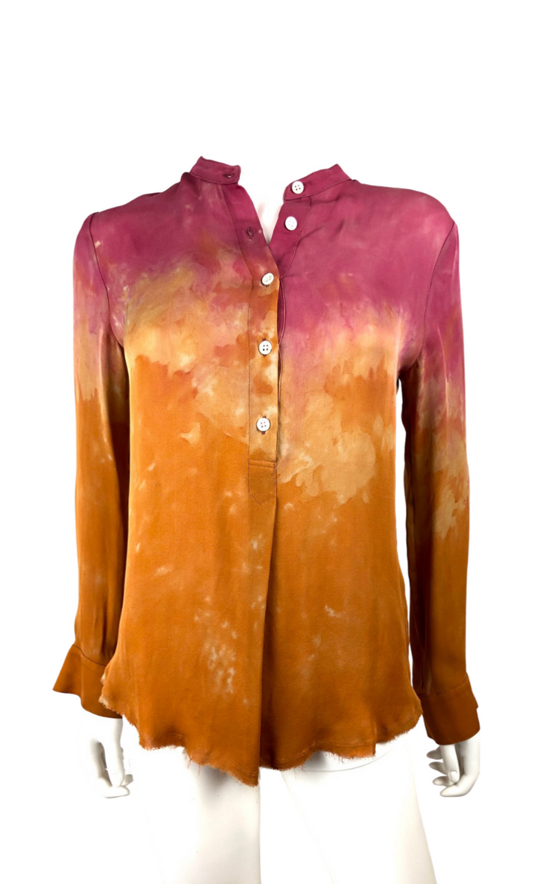 Raquel Allegra tie-dye button blouse Size 0/XS NWT