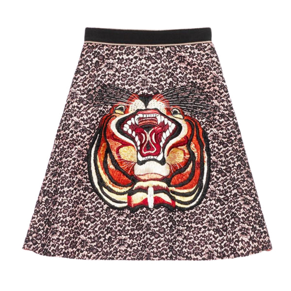 Gucci Embroidered Tiger Skirt Size 40 NWT
