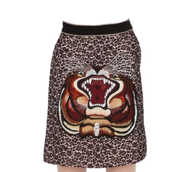 Gucci Embroidered Tiger Skirt Size 40 NWT