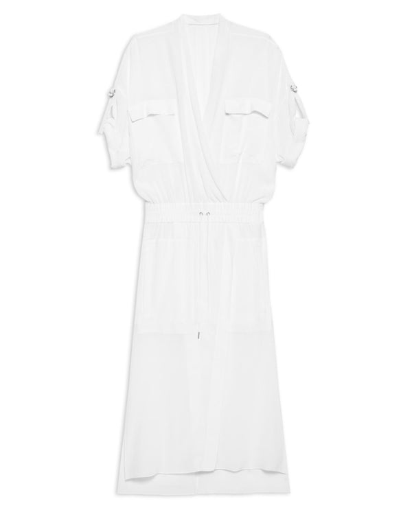Helmut Lang White Gaze Crepe Short Sleeve Dress Size 4