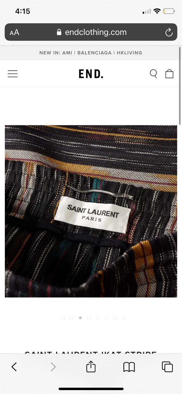 SAINT LAURENT Multicolor Striped Ikat Trousers Size 40 FR