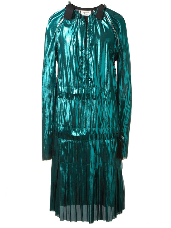 Lanvin Runway Spring/Summer 2014 Metallic Teal Dress Size 40