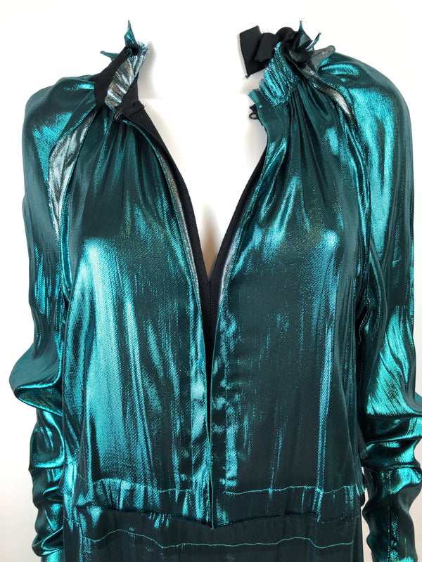 Lanvin Runway Spring/Summer 2014 Metallic Teal Dress Size 40