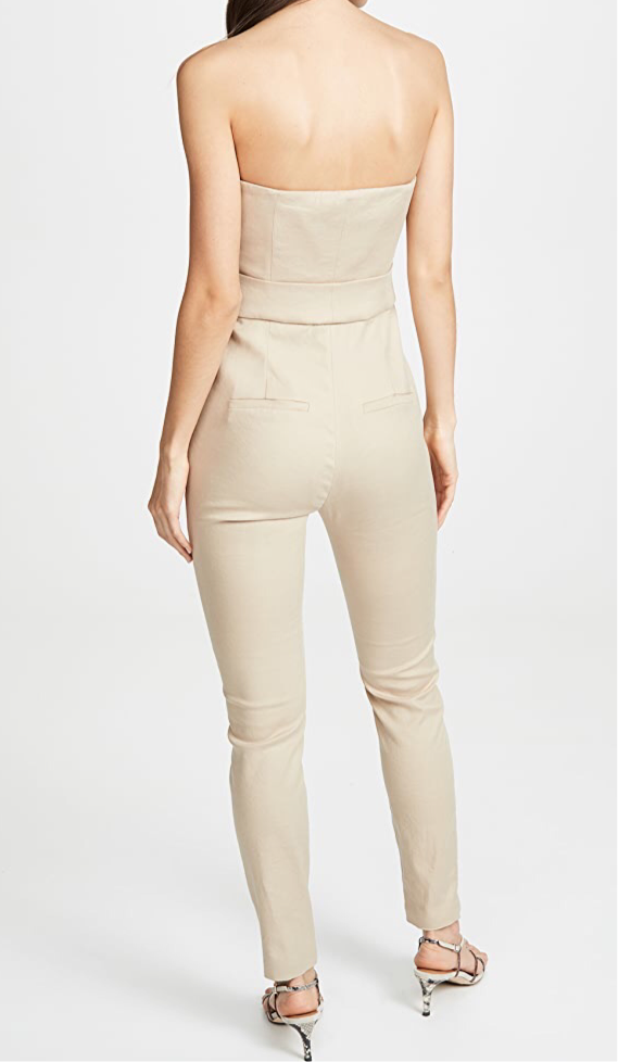 Veronica Beard Strapless Linen Khaki Jumpsuit Size 00 -NWT