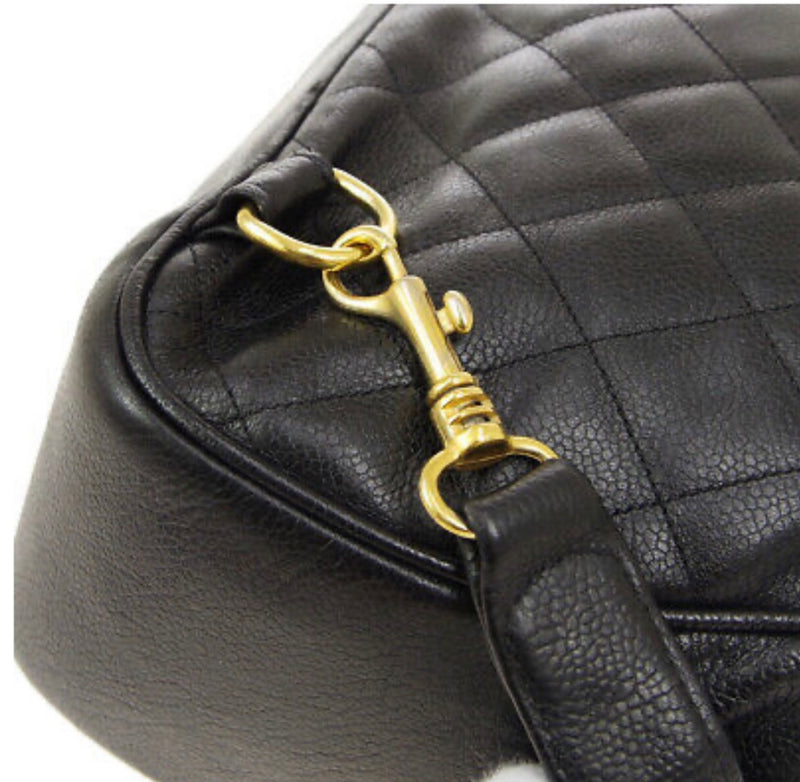 Chanel Vintage Black Caviar Leather Backpack